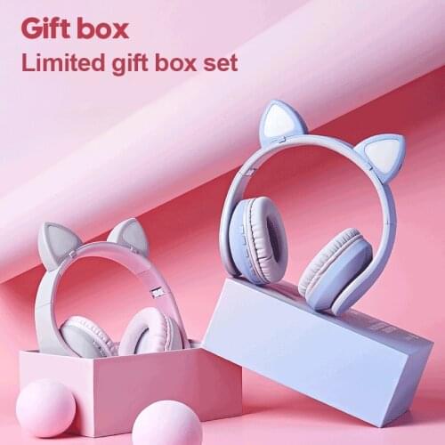 Portable Audio Bluetooth Headphones Wireless Headsets Cat Ear Volume Control Headphones With LED Light Foldable Music Headphone