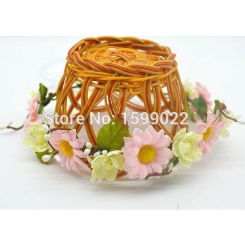 Cherry Blossom Pip Berries Gerbera Daisy Flower Headband Pink Ivory Floral Leaf Halo Angel Headwear Holiday Honeymoon Hair Wear