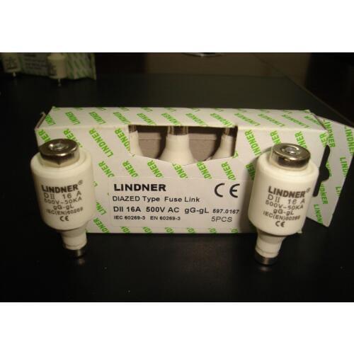 Fuses: LINDNER DII 2A 500V 597.0027 / DII 16A 500V 597.0167 / DII 20A 500V 597.0207 / DII 25A 500V 597.0257 gG/gL