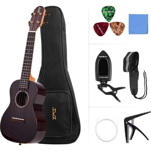 Hanknn MG300 Professional 23 Inch Concert Ukulele Ukelele Solid Wood Topboard Specular Varnish Surface with Bag Strap Strings