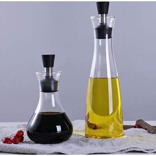 Transparent Glass Oil Bottle Oil Cruet Dispenser for Kitchen High Temperature Resistan Kitchen Accessoriest Sauce Vinegar Jar