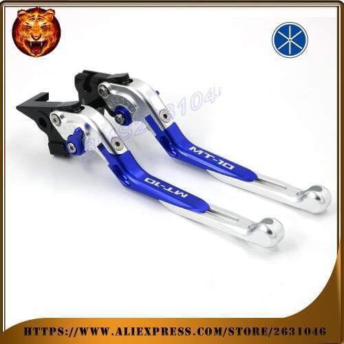 Motorcycle Adjustable Folding Extendable Brake Clutch Lever For YAMAHA MT10 MT-10 2016 2017 NEW STYLE with logo BLACK BLUE