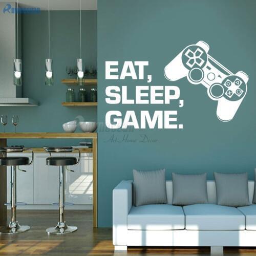 ROWNOCEAN EAT SLEEP GAME Modern Room Decoration Vinyl Home Decor Removable Art Wall Stickers Room Mulit Color Childrens D578