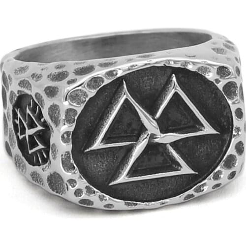 Nordic Viking Stainless Steel valknut Vegvisir Amulet Ring