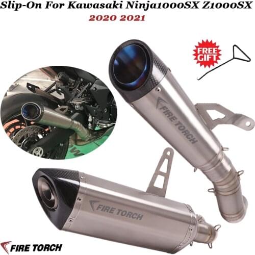 Slip-On For Kawasaki Ninja1000SX Z1000SX 2020 2021 Motorcycle Titanium Alloy Exhaust Escape Muffler Middle Link Pipe ninja1000sx