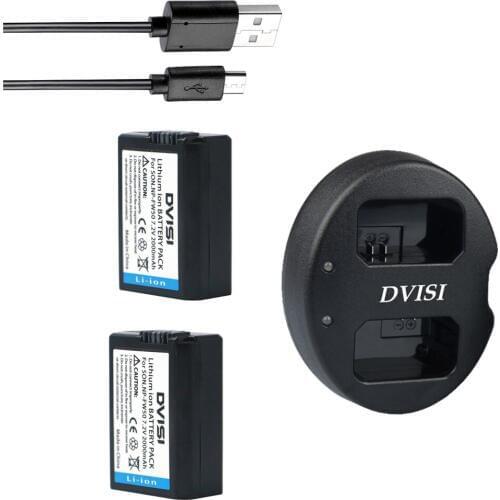 2pc NP-FW50 NP FW50 Replaceable Camera Battery+USB Dual Charger for Sony NEX-5 NEX-5A NEX-5C NEX-5DB NEX-5HB NEX-5K Alpha 7R II