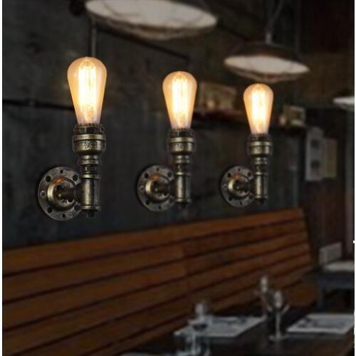 Loft Style Iron Water Pipe Lamp Industrial Vintage Wall Light Fixtures Edison Wall Sconce Indoor Lighting Lampara Pared