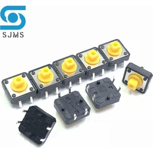 100Pcs B3F-4055 12x12x7.3 mm Tactile Switches Yellow Square Push Button Tact Switch 12*12*7.3 mm Micro switch