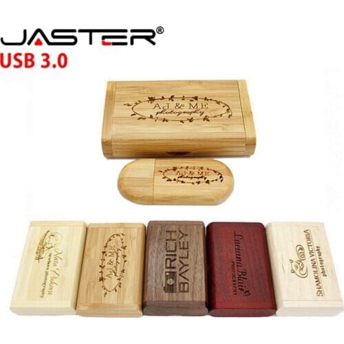 JASTER USB 3.0 wooden U disk Custom LOGO custom usb + Box pen drive 4GB 8GB 16GB 32GB 64GB usb flash drive memory stick
