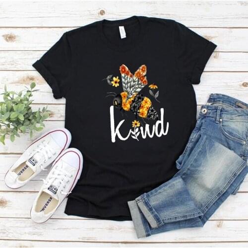 Y2k Aesthetic BEE Kind Printing Femme T-shirts Harajuku Summer Clothes for Woman Tshirts Tops Plus Size Vintage T Shirt Women