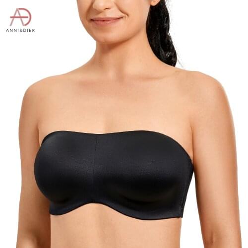 Womens Seamless Underwire Bandeau Strapless Minimizer Bra Plus Size Full Coverage