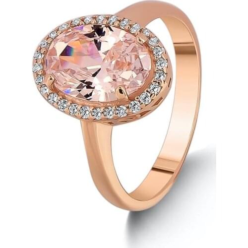 Oval Model Women Ring Silver Rose Colored Women Ring 925 Sterling Silver Multi Stone Women Jewelry Wedding Engagement Ring