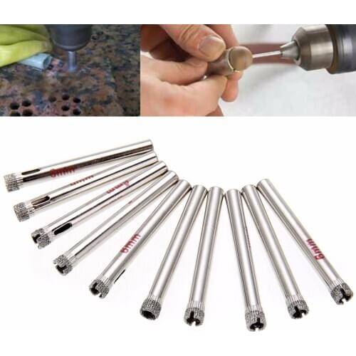 10Pcs Diamond Holesaw Drill Bits Drilling Tool Hole Saw Ceramic Tile Glass Slate Porcelain Marble 6-35mm For Power Drills