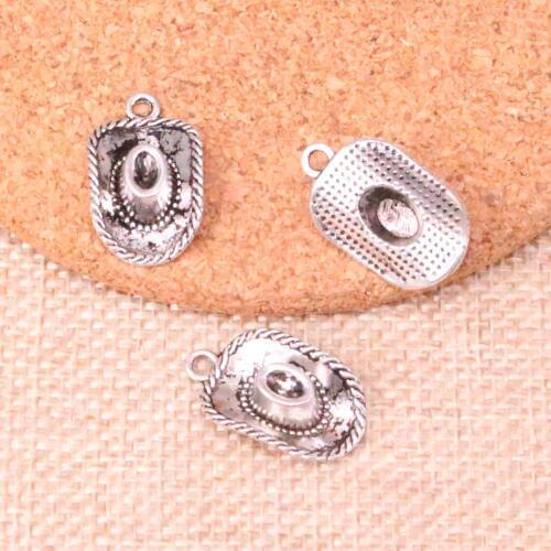 12pcs cowboy hat Charms Tibetan Silver Plated Pendants Antique Jewelry Making DIY Handmade Craft 23*13mm