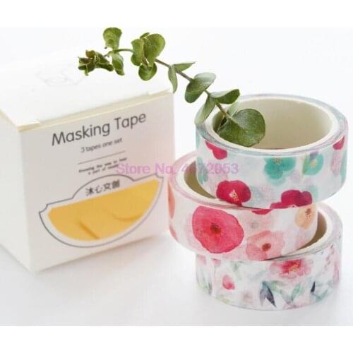 500sets/lot Washi Masking Tape Set Petal Animal Flower Paper Masking Tapes Diy Scrapbooking Sticker, 15mm x 5m 3Rolls/set