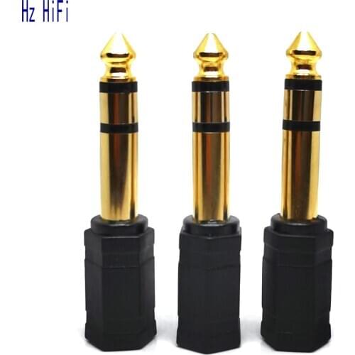 3PCS Gilded 3.5MM Jack To 6.35MM Stereo Headphone Adaptor Connector Converter 6.3mm Audio Head Microphone Earphone Adapter