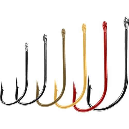300pcs Shank Fishing Hooks Mixed Size Straight Handle Narrow Gap High Carbon Steel Sharp Long Tips Single Hooks