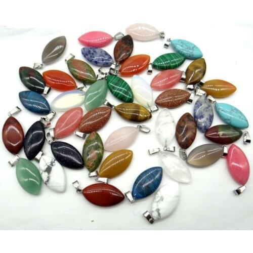 34*16mm Natural Stone Horse eye Quartz crystal tiger eye aventurine Pendant for diy Jewelry making necklace Accessories10pcs