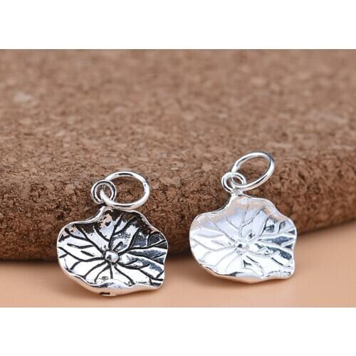925 Sterling Silver Lotus Leaf Pendant Thai Anemone Leaf Pendant Handmade DIY Jewelry Material Homemade Bracelet Accessories