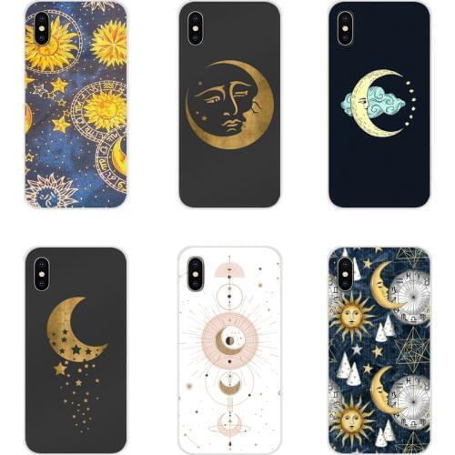 Accessories Phone Shell Covers For Motorola Moto X4 E4 E5 G5 G5S G6 Z Z2 Z3 G G2 G3 C Play Plus Gold moon and Sun Aesthetic