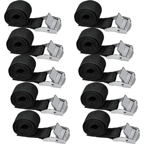 10 Pcs Black Lashing Straps with Clamping Lock Heavy Duty Fastening Straps for Motor Bicycle Luggage Fixing Tool W91F
