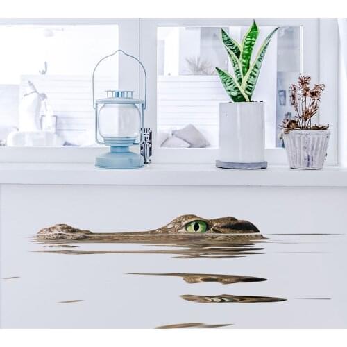 Lurking Crocodile wall stickers living room bathroom decoration wallpaper home decor kids room decals Creative animal stickers