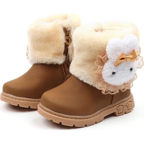 Kids Boots Warm Cute Rabbit Toddler Kids Girls Snow Boots Winter Warm Plush Children Ankle Short Booties Soft Fashion Sneakers