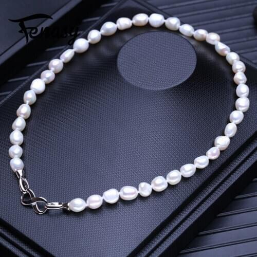 FENASY Natural Freshwater Pearl Necklaces For Women Handcrafted Baroque Long Necklace Wedding Jewelry Neck Accessories