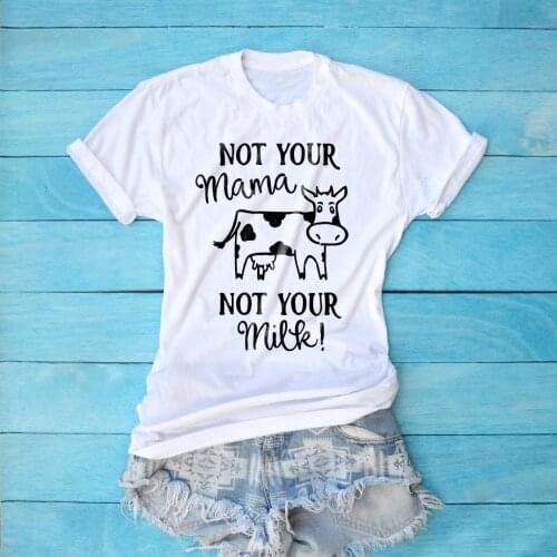 Vegan Shirt Not Your Mom Not Your Milk Vegan TShirt Rights T-Shirt Cow Graphic Grunge Aesthetic Aesthetic Tee Tops