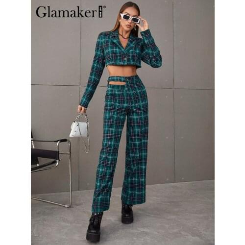 Женские брючные костюмы с пиджаком Glamaker China At AliExpress