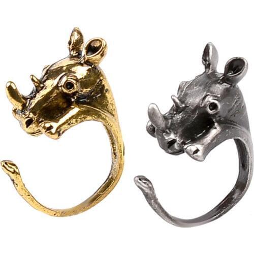 Hot Sale Vintage Rhinoceros Ring Punk Animal Wrap Rhino Ring Fashion For Men Women For Friend Christmas Gift Adjustable Ring