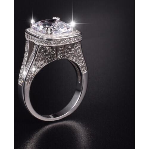 Luxury Jewelry 925 Sterling Silver Wedding Rings for women Princess-cut 10ct Simulated Diamond Pave 192pcs cz Ring US Size 5-10