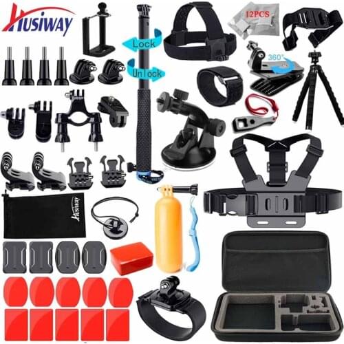 Husiway Accessories Kit for Gopro Hero 8 7 6 5 Black Osmo Action 4 3 Session Set for Xiaoyi 4K SJCAM EKEN and other Cameras 12A