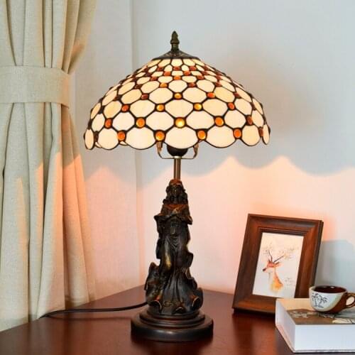Creative Colour Table 12 Inch European Bead Creativity Tiffany Stained Glass Retro Bar Bedroom Bedside Desk Lamp