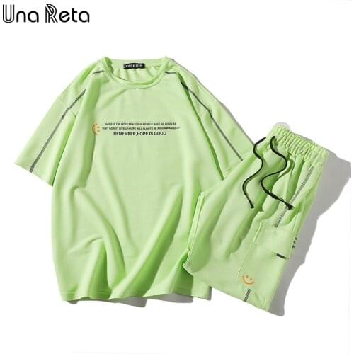 Una Reta Summer Men Sports Suit 2021 New Fashion Casual Sunscreen Short Sleeve T-shirt Shorts Hip Hop Print Two-piece Set Suit