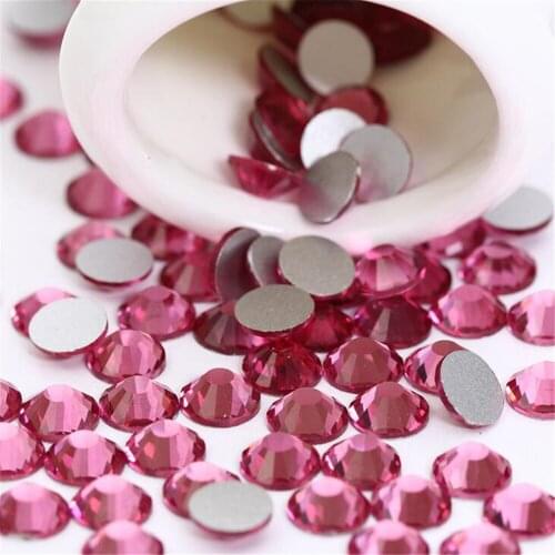 MHS.SUN SS3-SS34 Loose Rose Pink Flatback Crystal Rhinestones DIY Non HotFix Round Glass Stones For Jewelry Art Accessories