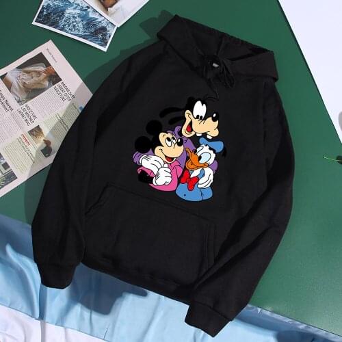 Autumn Warm Hoodies Men Disney Mouse Mickey Duck Donald Pluto Print Men Sweatshirt Fashion Brands Mens Pullover Casual Clothes