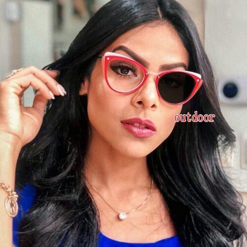 Fashion Women Red cat Sunglasses Transition Photochromic Reading Glasses for Men Hyperopia Presbyopia with diopters NX