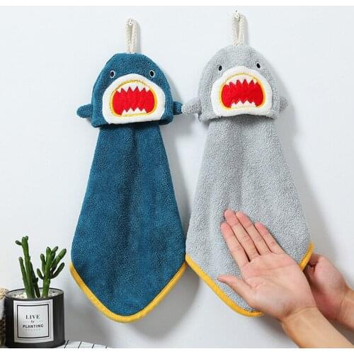 Cartoon coral velvet soft hanging kitchen towel absorbent hand towel cloth towel water cloth double-sided cleaning towel