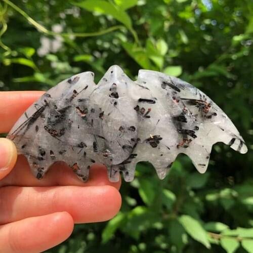 Natural Crystal Healing Stone, Hand Carved Bat, Home, Room.Aquarium Reiki Decorations