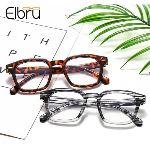 Elbru Irregular Anti Blue Light Glasses Clear Lens Plain Eyegasses Student Computer Goggles Vintage Men Women Spectacles Frame