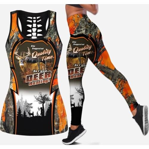 Deer Hunting Camo Orange 3D Full Printed Hollow Tanktop Women Sexy Vest Girls Kawaii Tank tops 90s Clothes ropa mujer Drop ship
