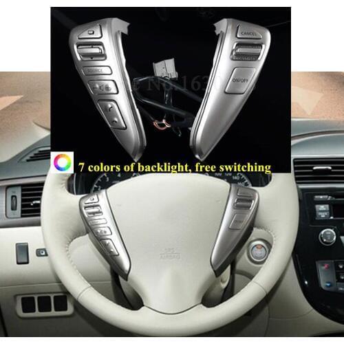 Seven color backlight Steering Wheel Cruise Control Bluetooth Switches for NISSAN TIIDA SENTRA SUNNY Livina ALMERA 25550-3DA6A