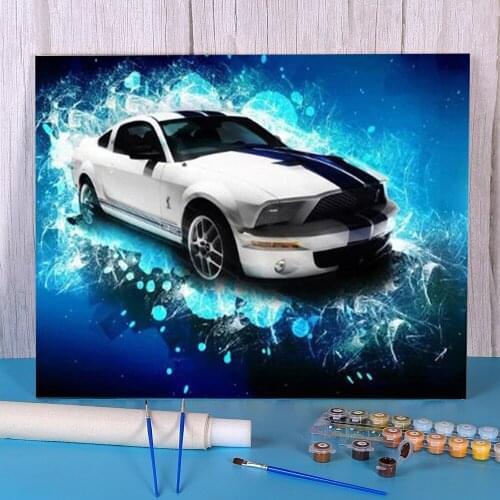 Landscape Car Painting By Numbers Kit Acrylic Paints 40*50 Picture By Numbers Photo Wall Decoration For Wholesale