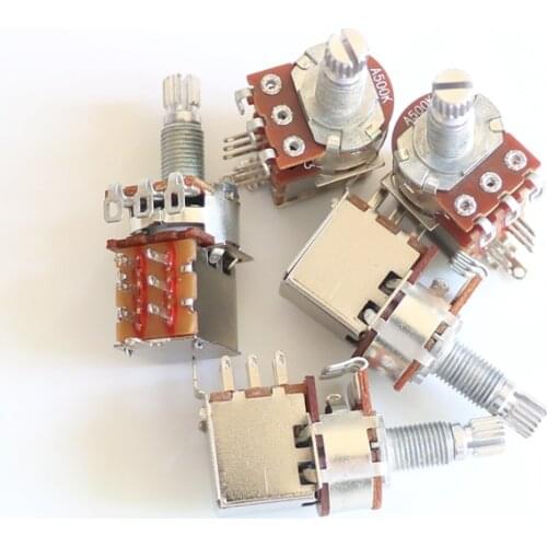 Sell Free Shipping 6pcs/Pack A500K push pull guitar switch/guitar pots/guitar potentiometers can mix B500K/250K/A250k