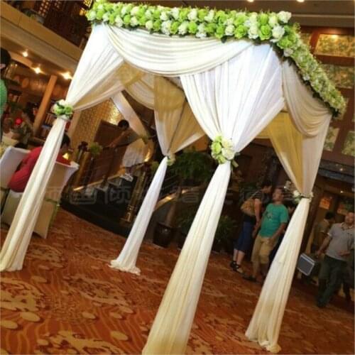 9.8ft * 9.8ft * 9.8ft Luxury Pure White square canopy drape with stainless steel stand for wedding decoration,wedding supply