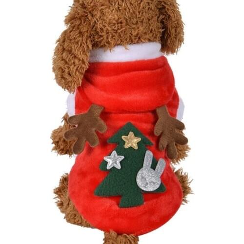 Christmas Pet Clothes Flannel Soft Pet Dog Cat Clothing With Antlers Small Medium Cat Dog Christmas Celebration Pet Clothing