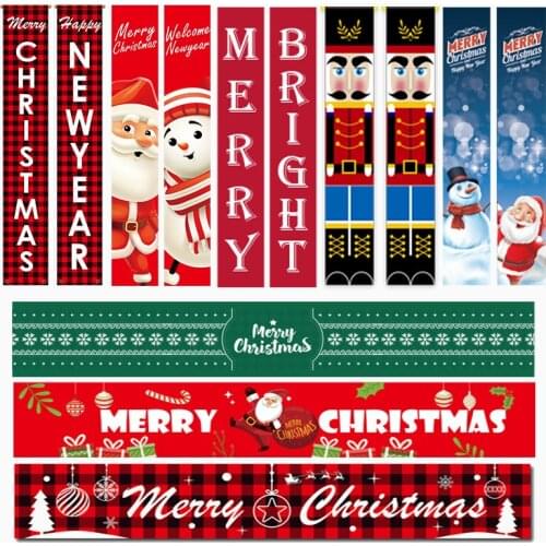 Christmas Decorations Couplets Hanging Cloth Banners Table Runner Garden Flags Home Room Decor Door Garden Decoration