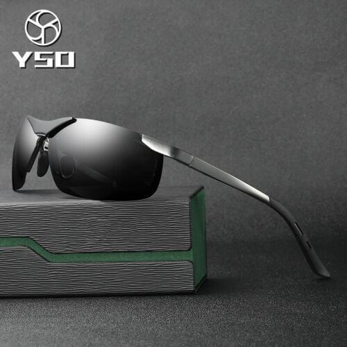 YSO Sunglasses Men Polarized UV400 Aluminium Magnesium Frame TAC Sun Glasses Driving Glasses Semi-Rimless Accessory For Men 6806