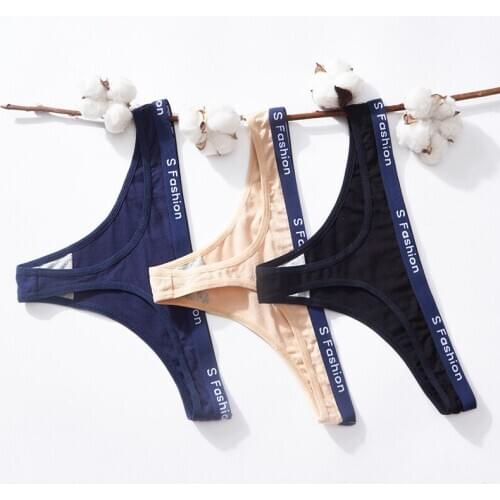 Sexy Cotton G-String Woman Sports Thongs Panties Female Underwear Ladies T-back Underpants Set 3 Pcs/lot Dropshipping